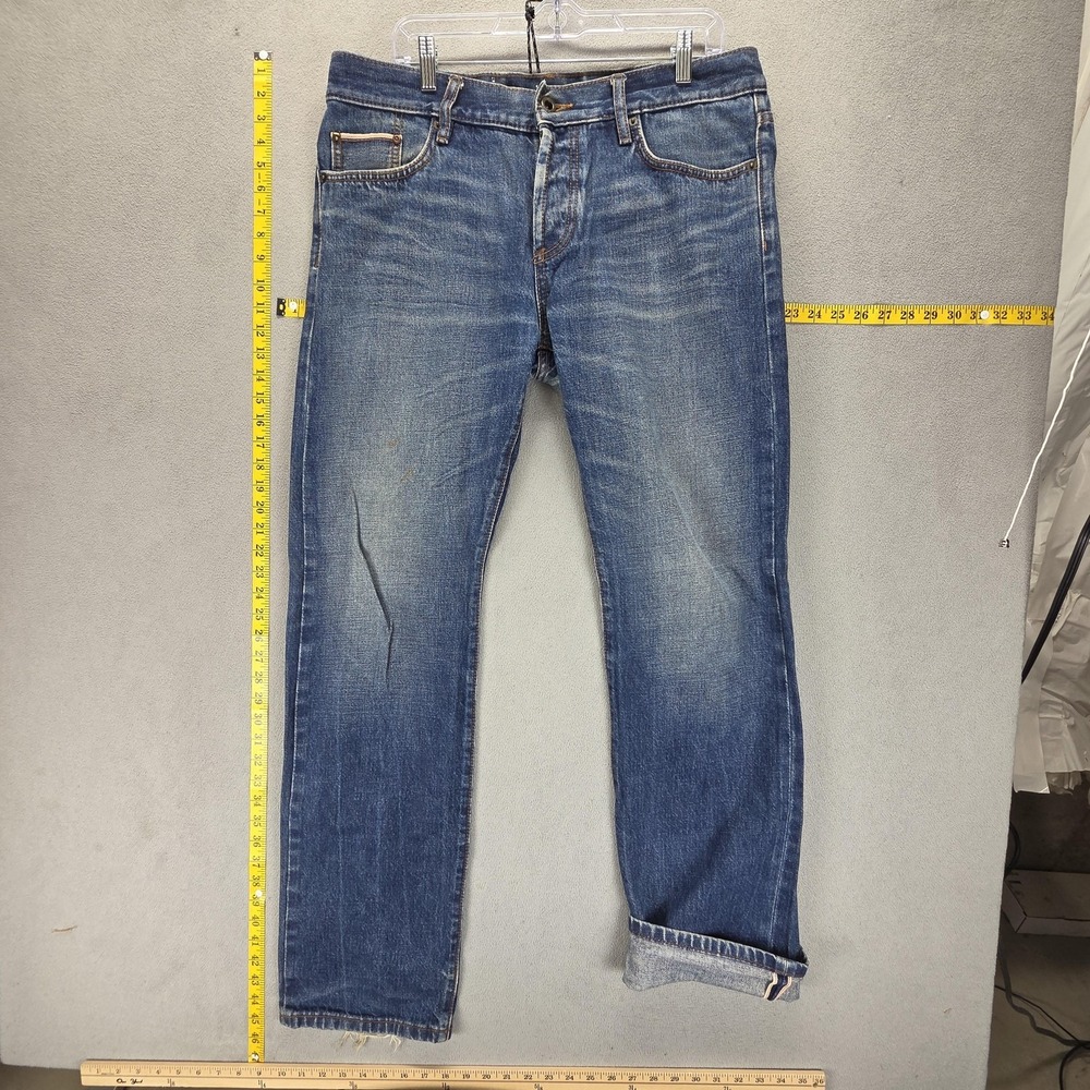 Esprit Jeans Mens 34x34 Blue 1968 Straight Fit Button Fly Whiskers Honeycomb